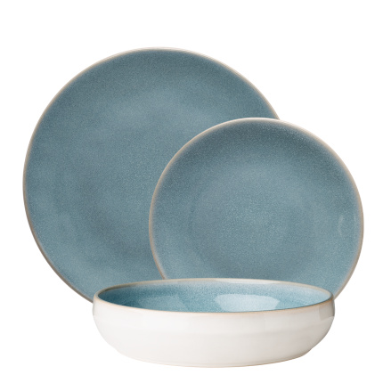 Set d'assiettes en céramique 18 pcs - Gaya Elements Glacial Ice North