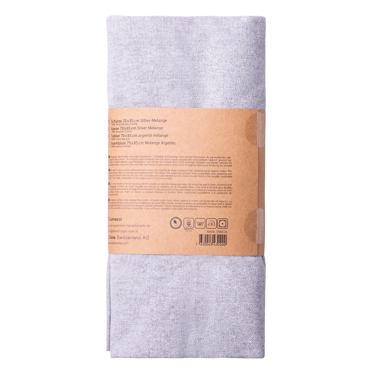 Tablier en coton gris clair 70 x 85 cm – Basic Ambiente