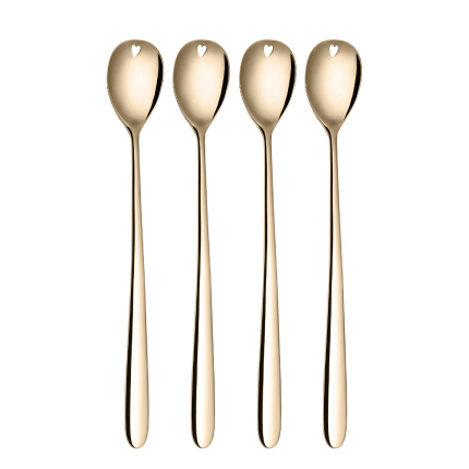 Cuillères à latte avec cœur champagne set 4 pièces – Love Cutlery