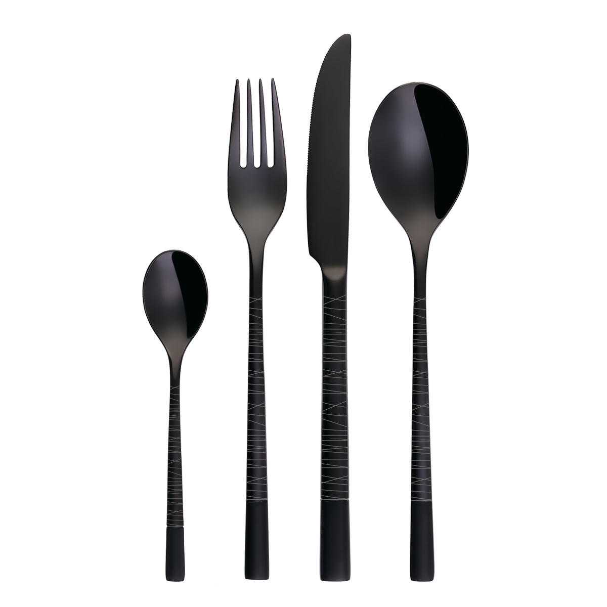 Set de couverts 24 pcs – Luxe noir Laser Line