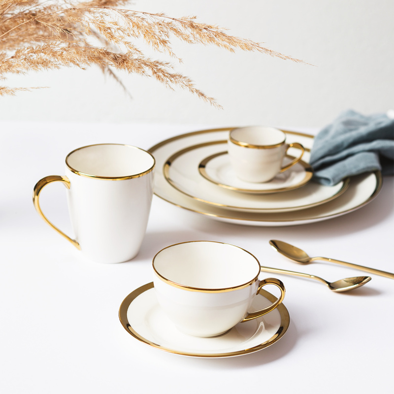 Mug 360ml, Set 2-tlg. - FLOW Lunasol avec bordure dorée
