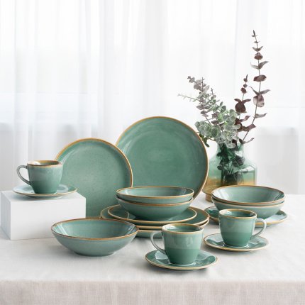 Service en porcelaine 30 pièces – Sand turquoise – Gaya