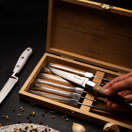Couteaux à steak en coffret bois set 6 pièces - Basic