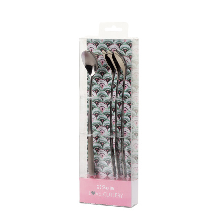 Cuillères à latte avec cœur grises set 4 pièces – Love Cutlery