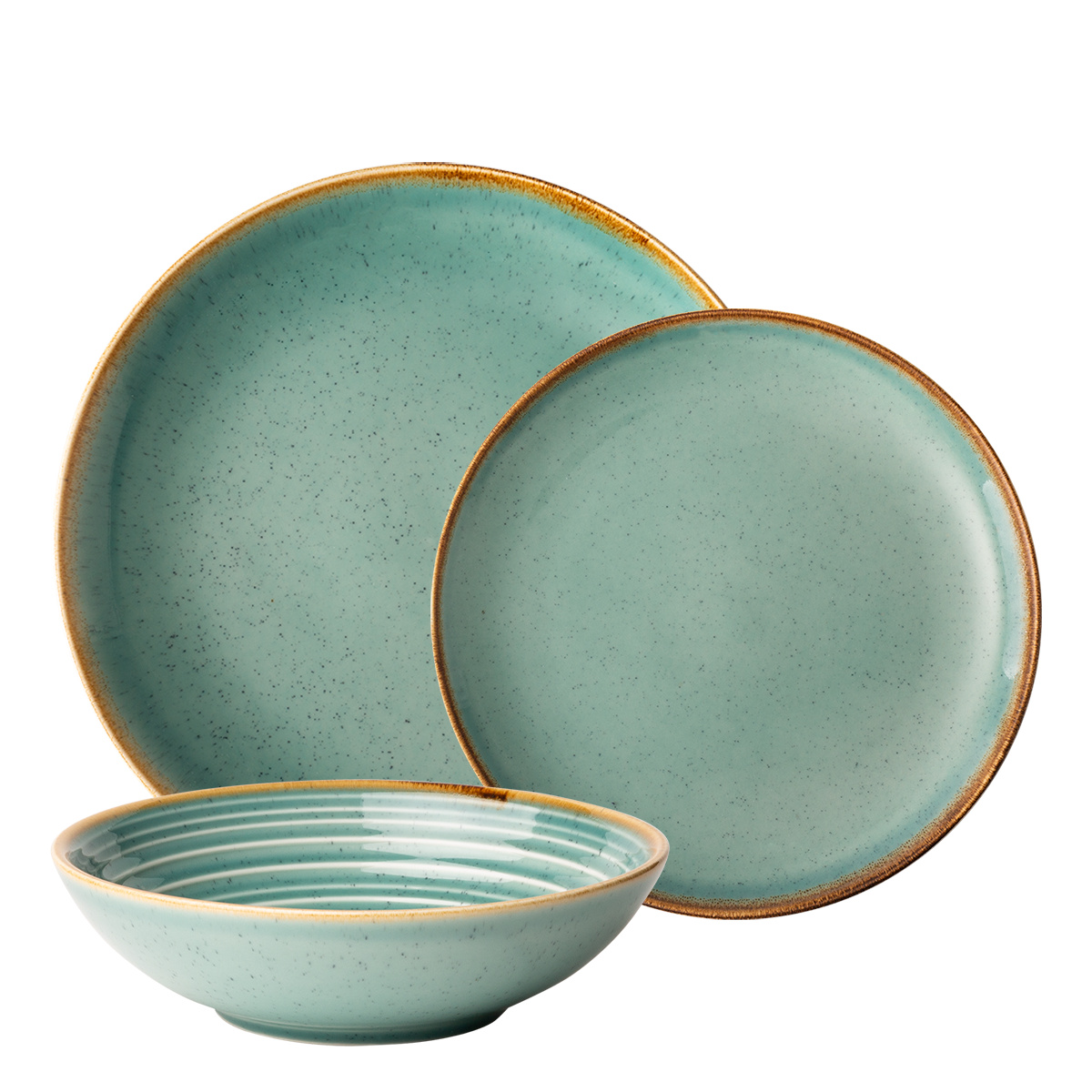 Service en porcelaine 18 pièces Gaya Sand turquoise | Lunasol