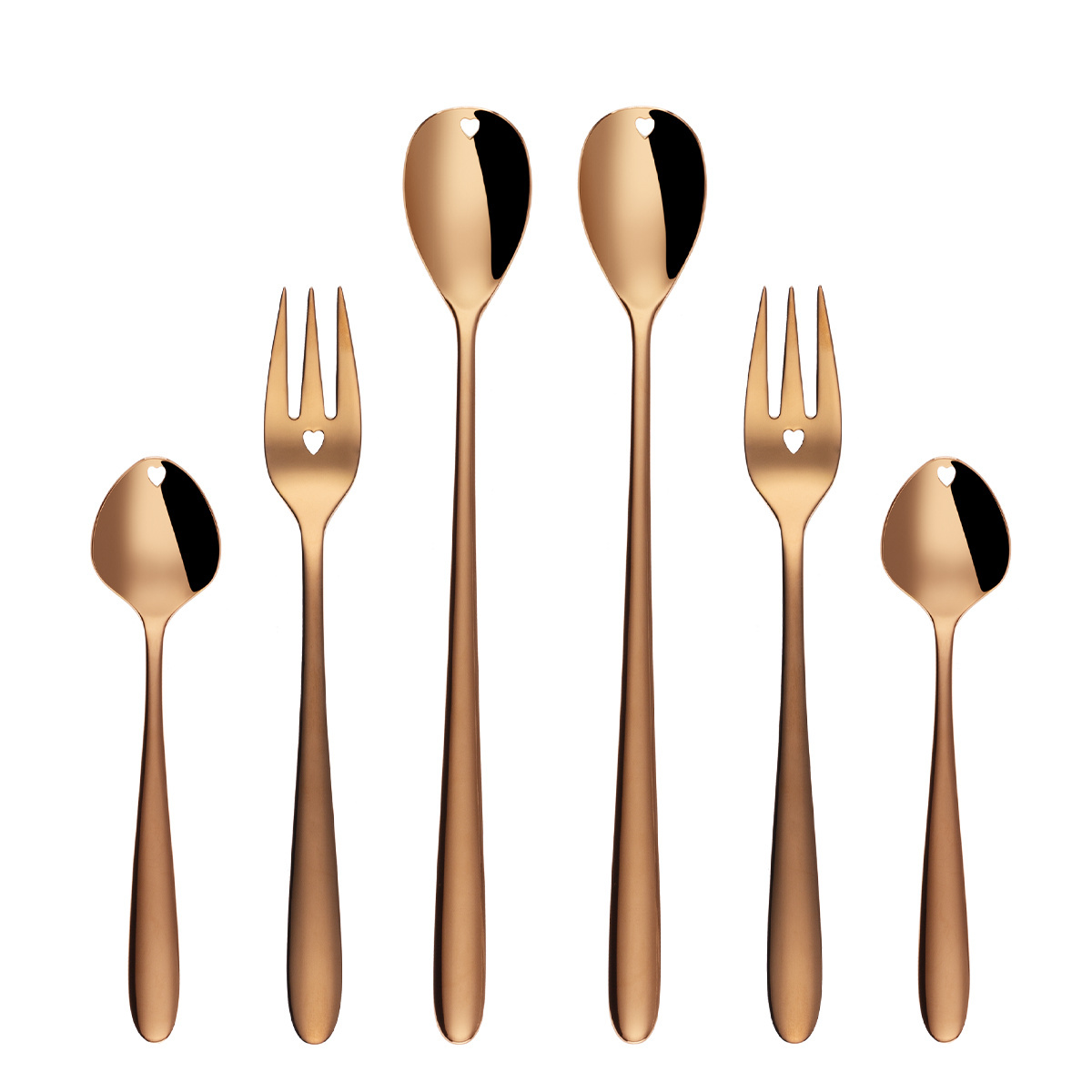 Coffret cadeau avec cœur 6 pièces or rose — Love Cutlery
