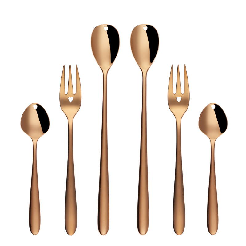Coffret cadeau avec cœur 6 pièces or rose — Love Cutlery