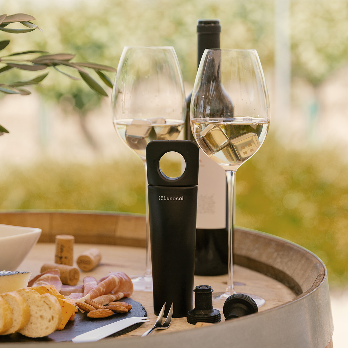 Pompe à vide pour vin avec 2 bouchons | Lunasol