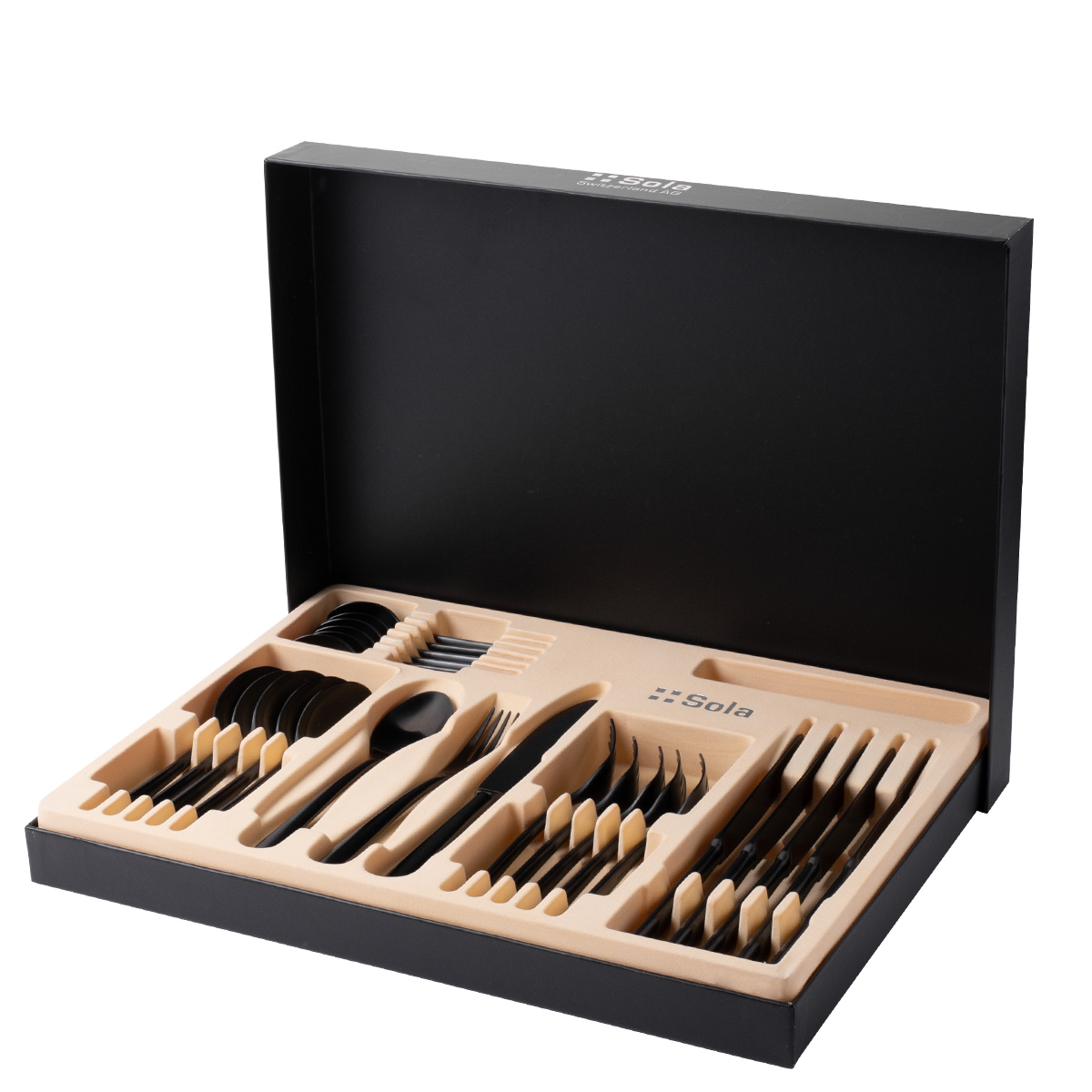 Set de couverts 24 pcs – Faro PVD Noir mat