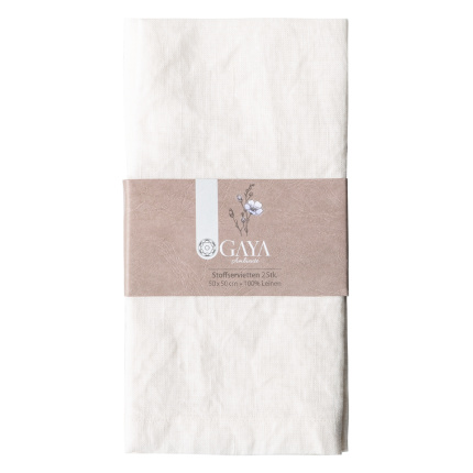 Serviettes en lin blanc 50 x 50 cm 2 pcs - Gaya Ambiente