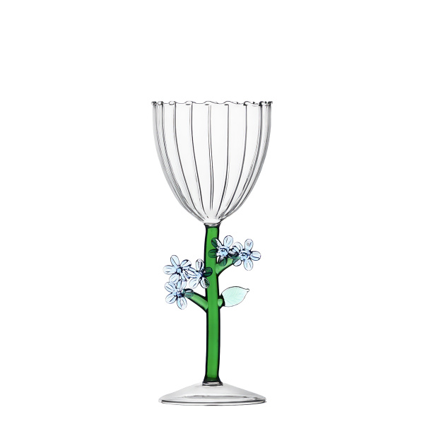 Verre à pied fleur bleu clair | Ichendorf