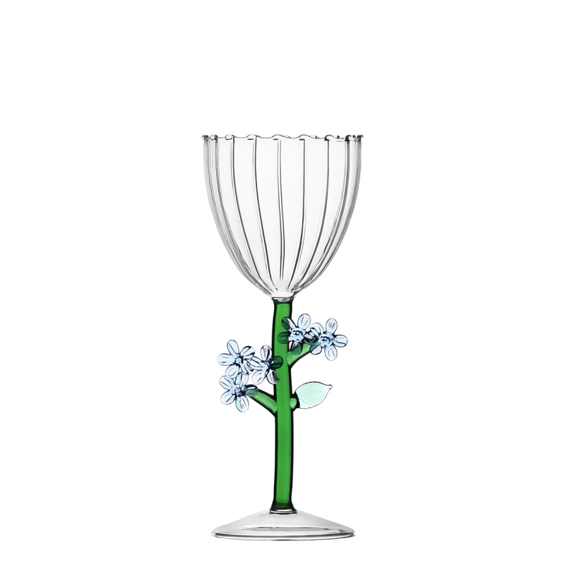 Verre à pied fleur bleu clair | Ichendorf