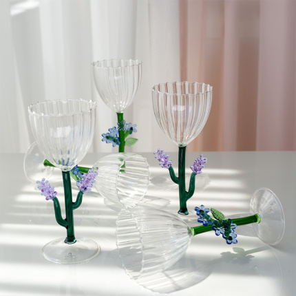 Verre à pied fleur bleu clair | Ichendorf