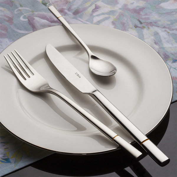 Set de couverts à dessert 24 pièces — Luxus doré rainuré