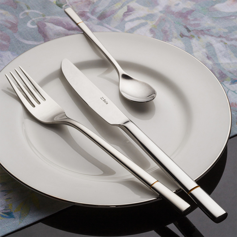 Set de couverts à dessert 24 pièces — Luxus doré rainuré