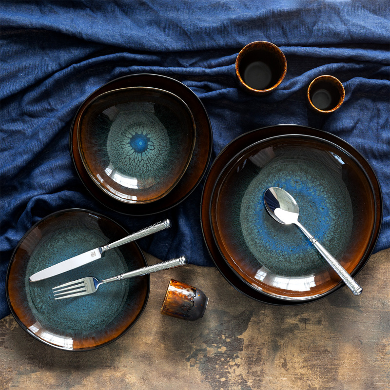 Service d'assiettes 12 pièces | Elements Amber Eye Organic