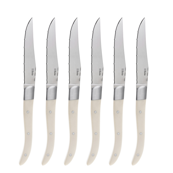 Set de 6 couteaux à steak blanc | Basic Country II