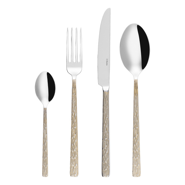 Set de couverts 16 pcs – Sardegna Waterfall manche en PVD Champagne graphite