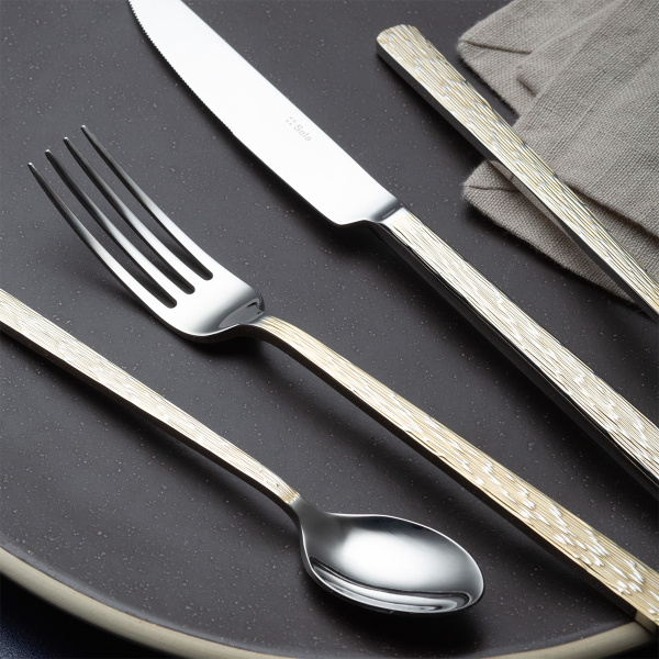 Set de couverts 16 pcs – Sardegna Waterfall manche en PVD Champagne graphite