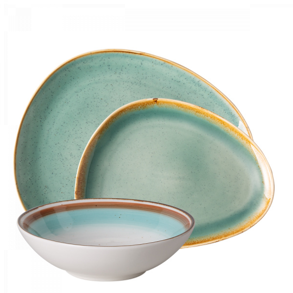 Set de porcelaine 18 pcs. - Gaya Sable turquoise / Rustico