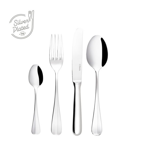 Set à dessert argenté 24 pièces | Baguette Sola