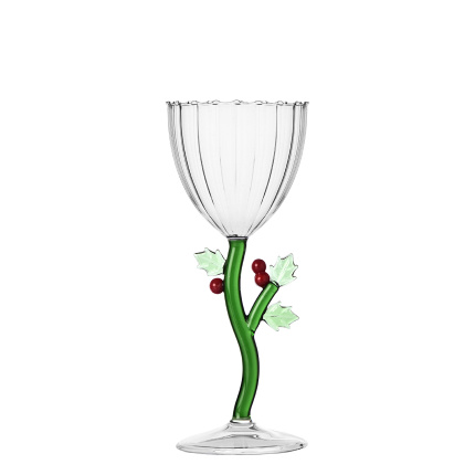 Verre à pied de Noël houx | Ichendorf