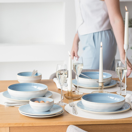 Set d'assiettes en céramique 18 pcs - Gaya Elements Glacial Ice North
