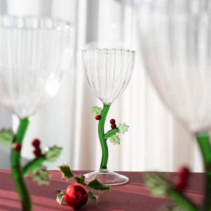 Verre à pied de Noël houx | Ichendorf