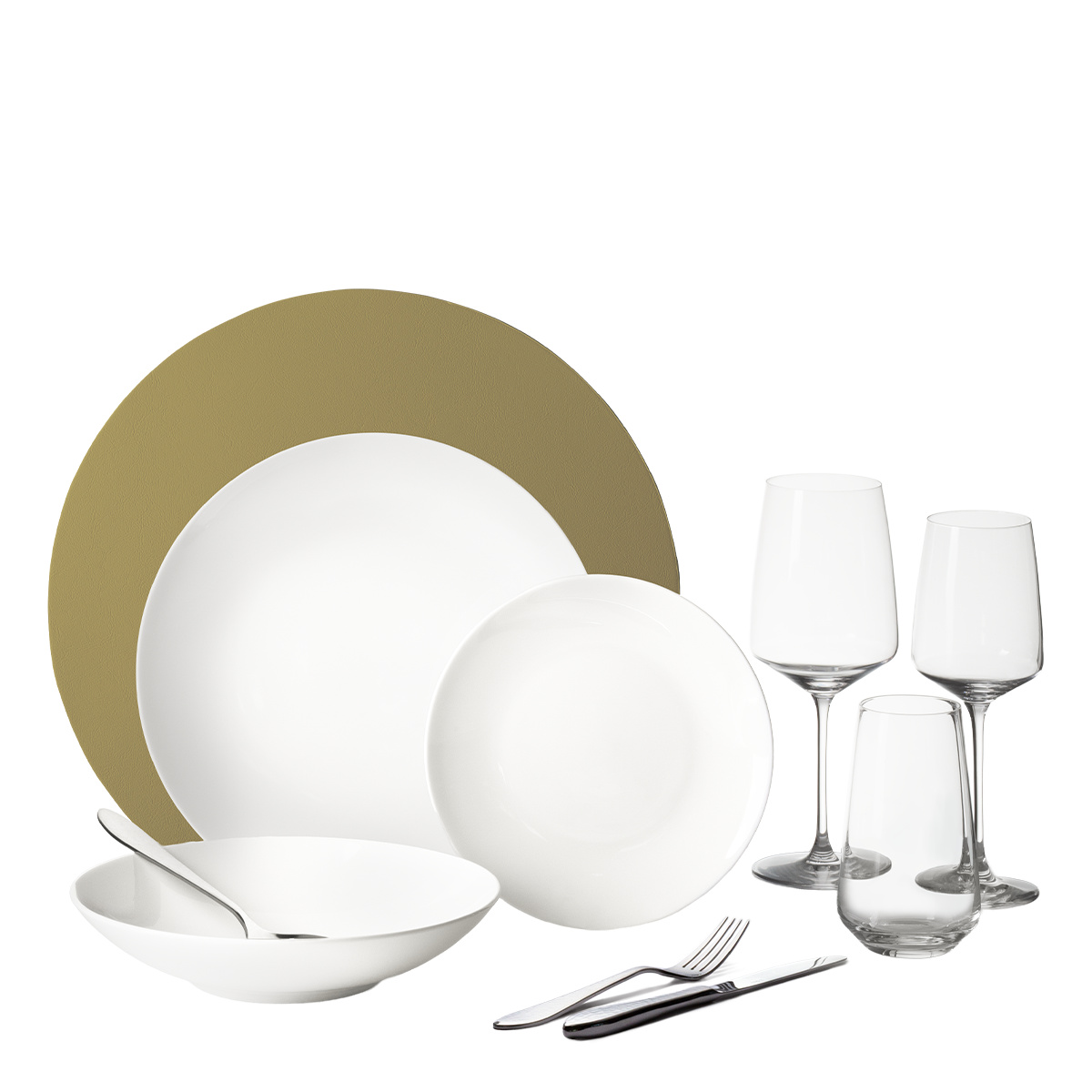 Set de vaisselle de démarrage 60 pièces | Premium Platinum gold