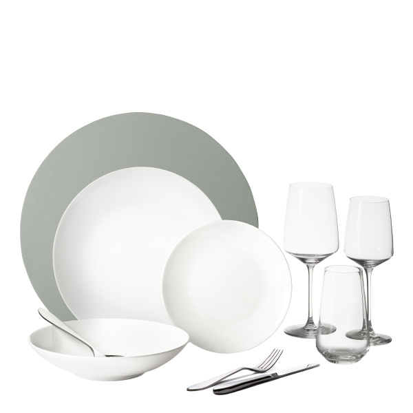 Set de vaisselle de démarrage 60 pièces | Premium Platinum silver