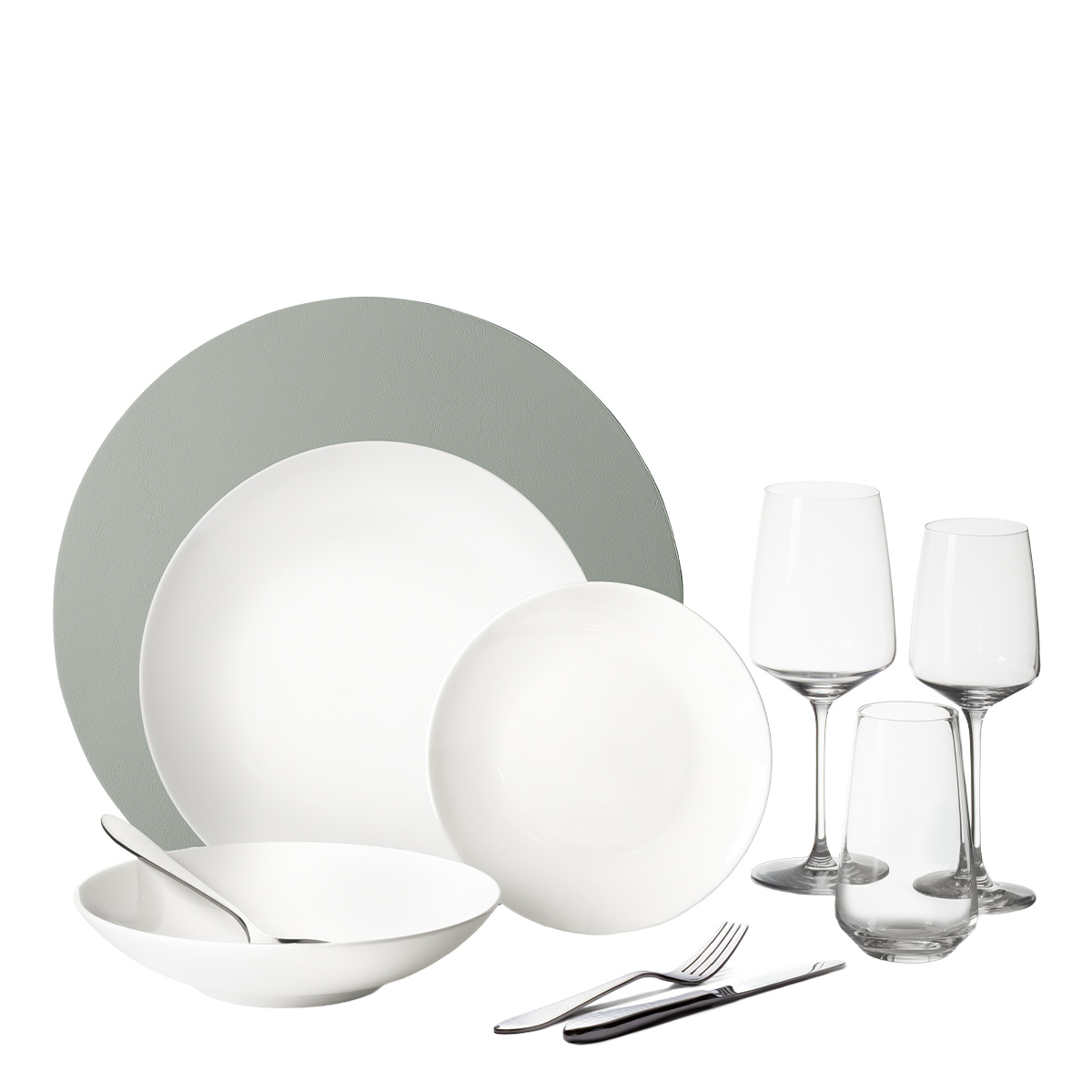 Set de vaisselle de démarrage 60 pièces | Premium Platinum silver