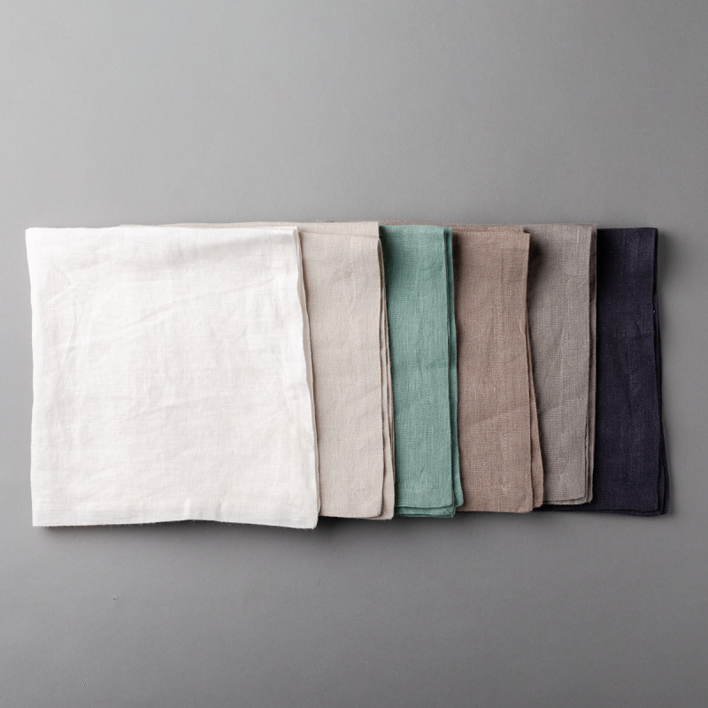 Serviettes en lin couleur craie 50 x 50 cm 2 pcs - Gaya Ambiente