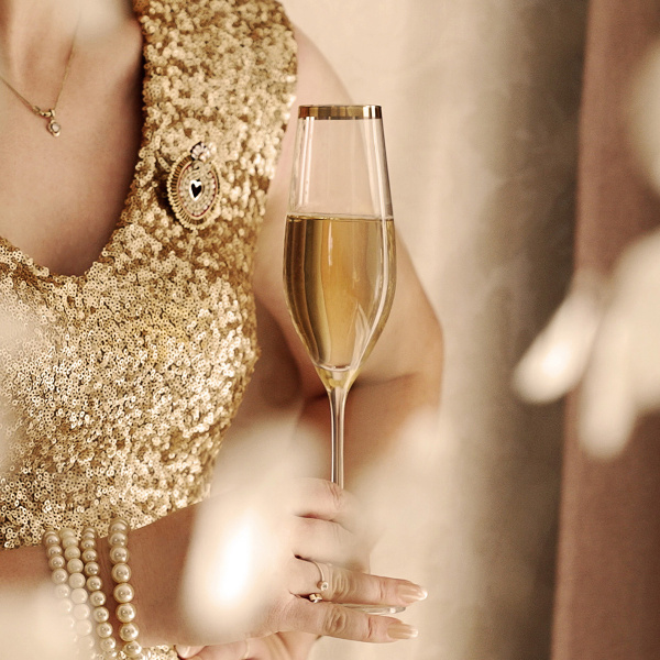 Flûte à champagne avec bord doré 210 ml - Premium Glas Crystal