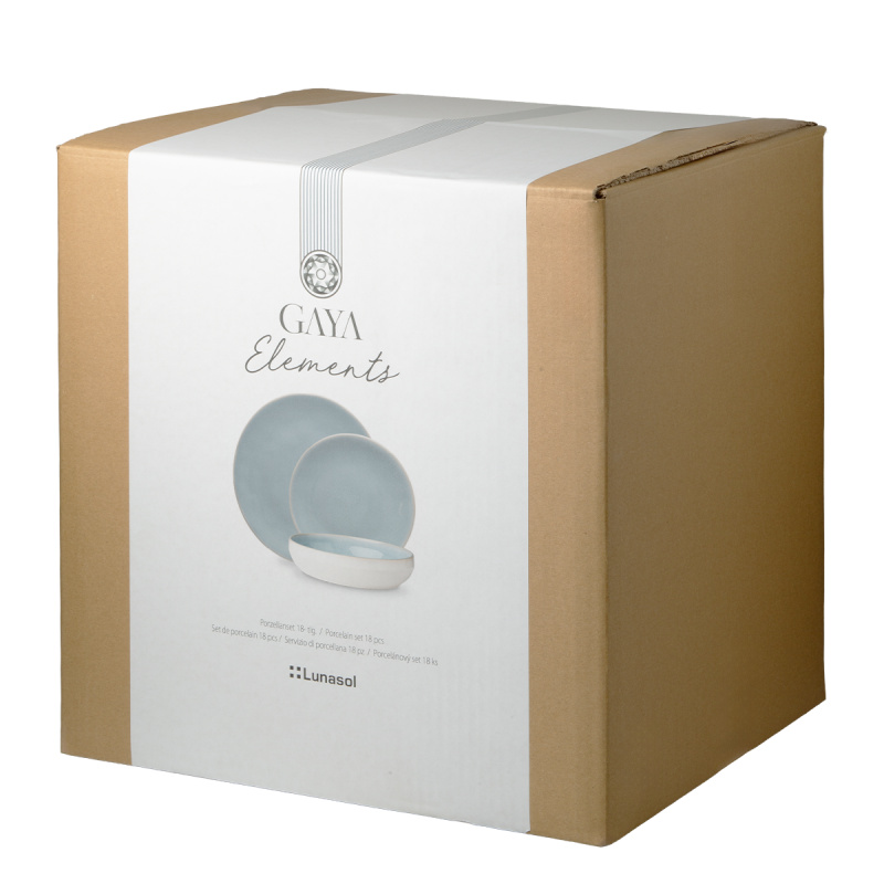 Set d'assiettes en céramique 18 pcs - Gaya Elements Glacial Ice North