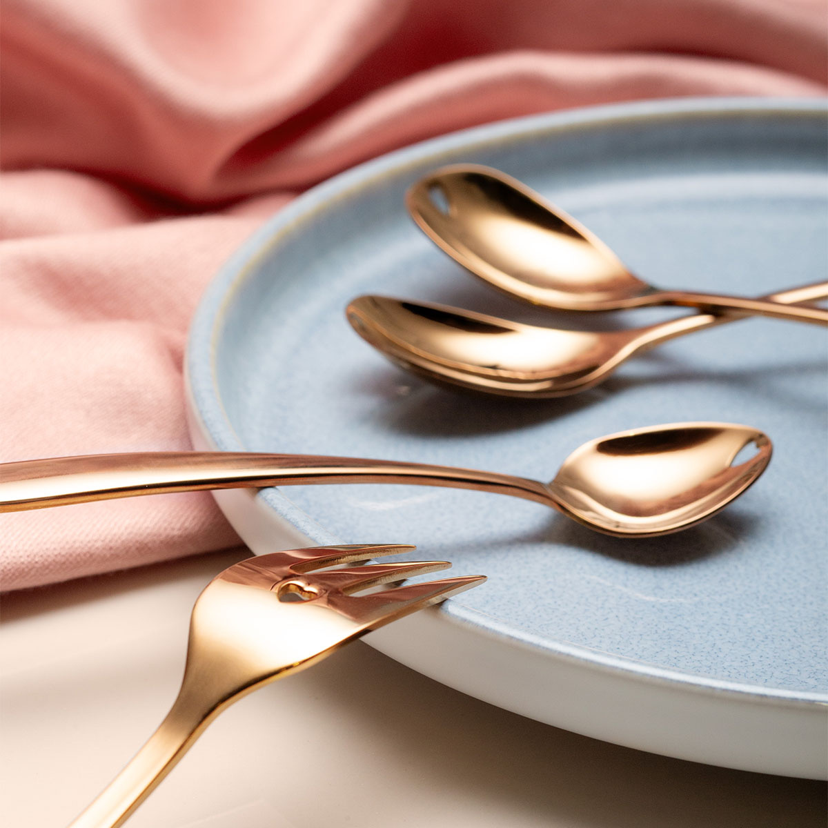 Coffret cadeau avec cœur 6 pièces or rose — Love Cutlery
