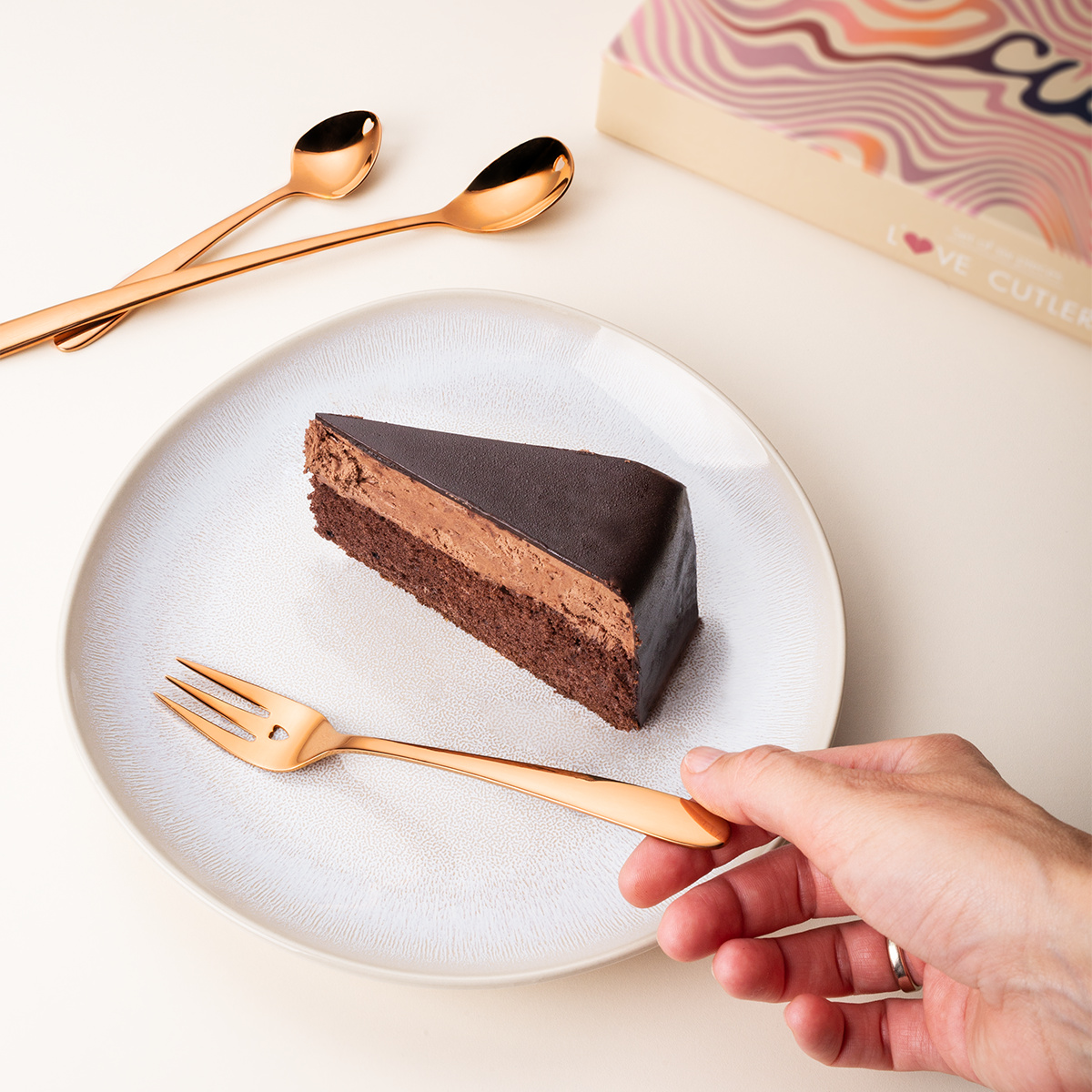 Coffret cadeau avec cœur 6 pièces or rose — Love Cutlery