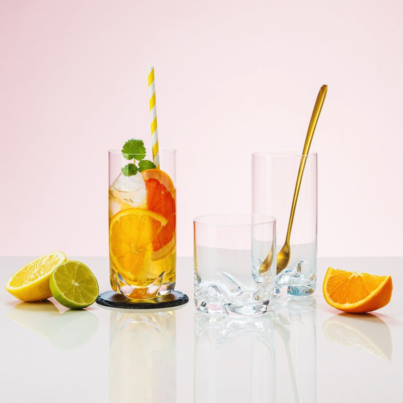 Verres à fond beige Long drink 350 ml lot de 6 - Anno Glas Lunasol Color