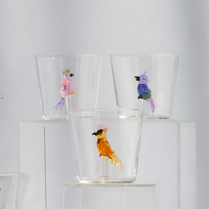 Verre avec oiseau tropical ambré | Ichendorf