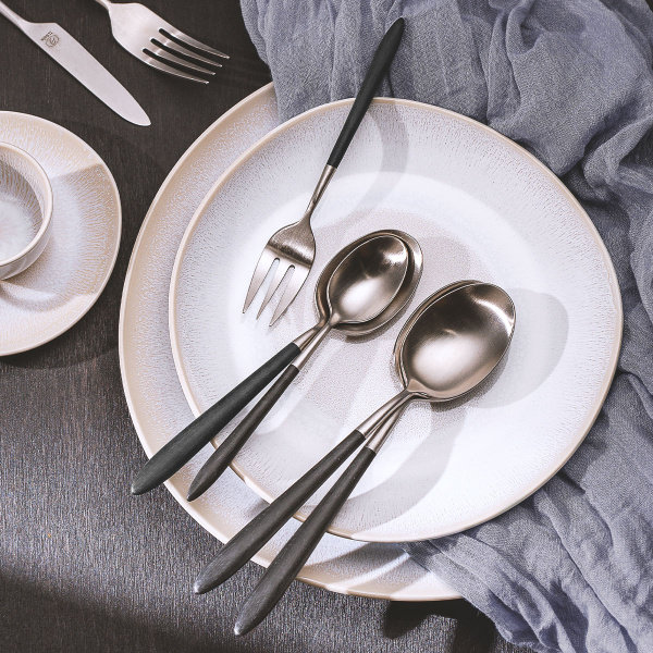 Set de couverts 16 pcs – GAYA Exeter manche gris-noir mat