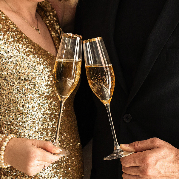 Flûte à champagne avec bord doré 210 ml - Premium Glas Crystal