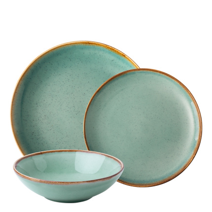 Service en porcelaine 12 pièces | Gaya Sand turquoise