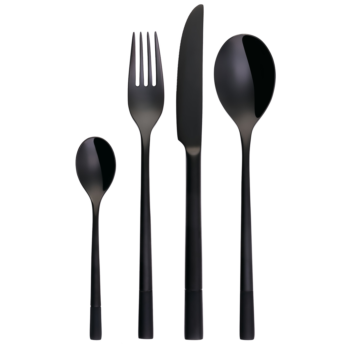 Set de couverts 5 pcs – Luxus PVD noir avec manche satiné