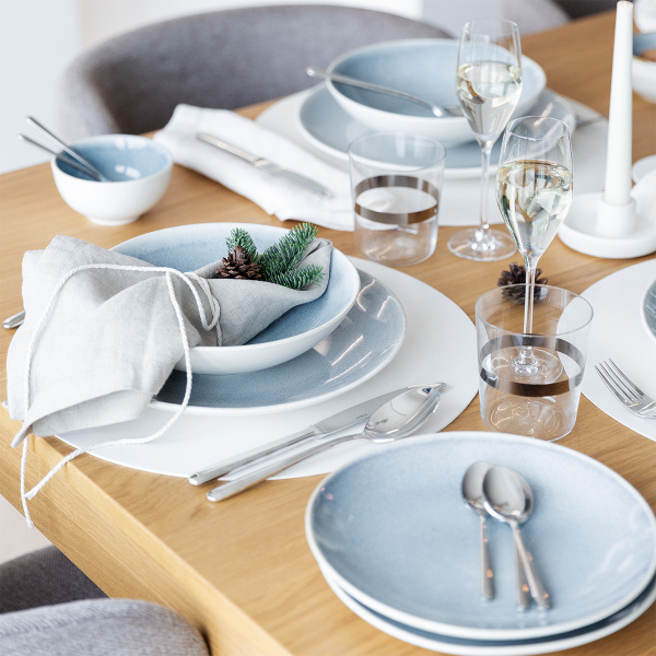 Service en porcelaine 12 pièces | Gaya Atelier Glacial Ice