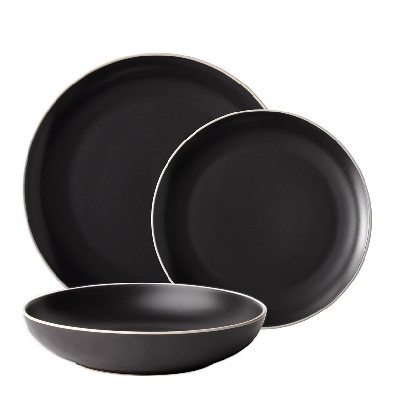 Set d’assiettes 12 pcs — Elements Yin & Yang black