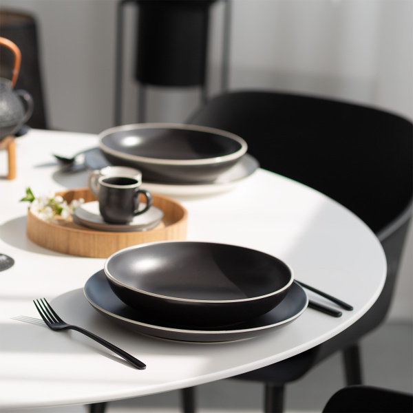 Assiette plate 27 cm — Elements Yin & Yang black