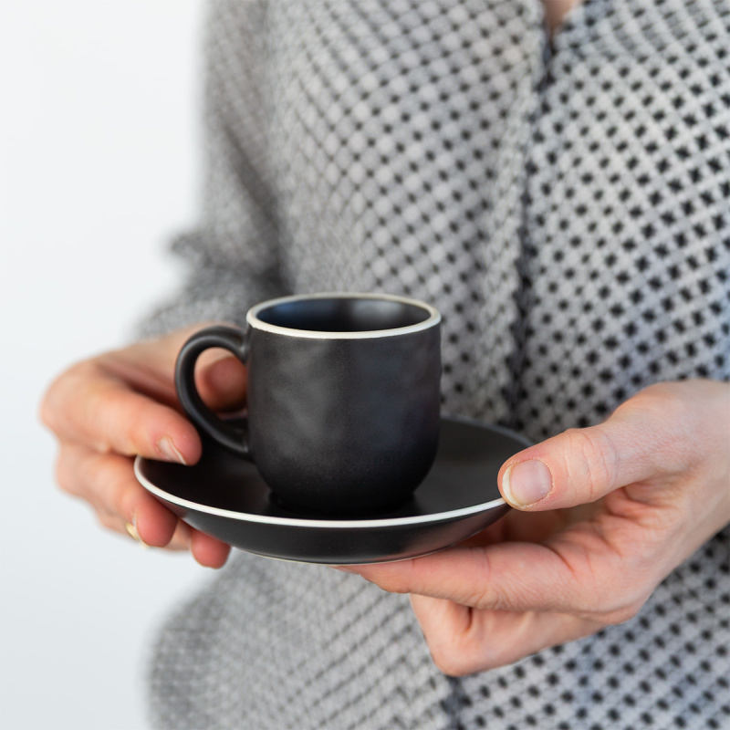 Soucoupe à moka 12,2 cm — Elements Yin & Yang black