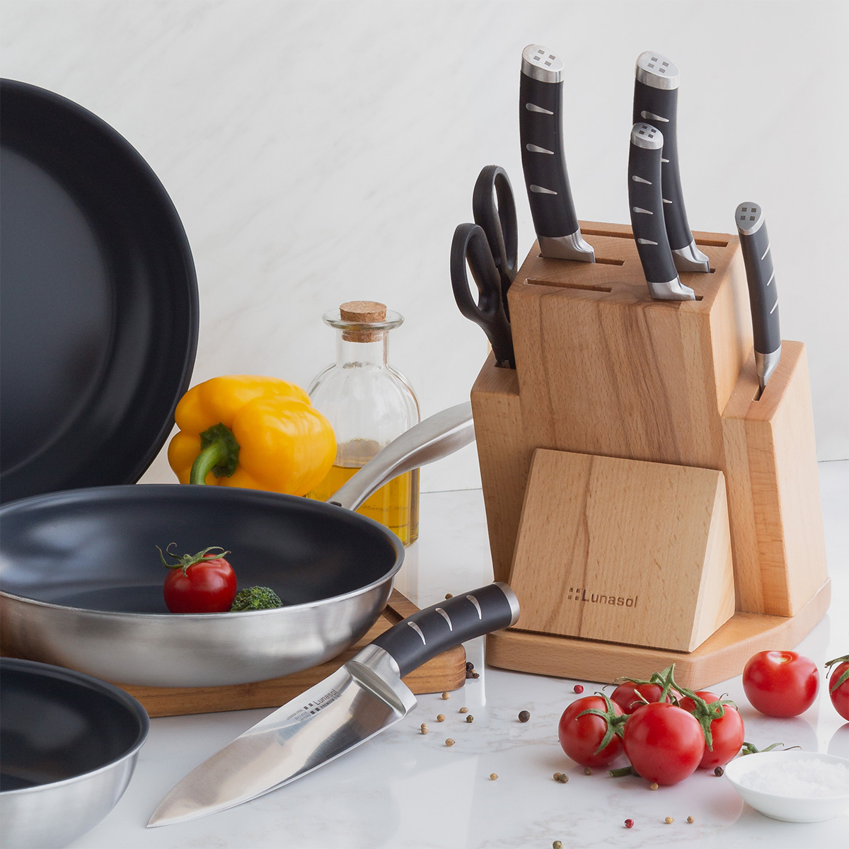 Bloc couteaux avec aiguiseur 7 pièces - Flow Kitchen