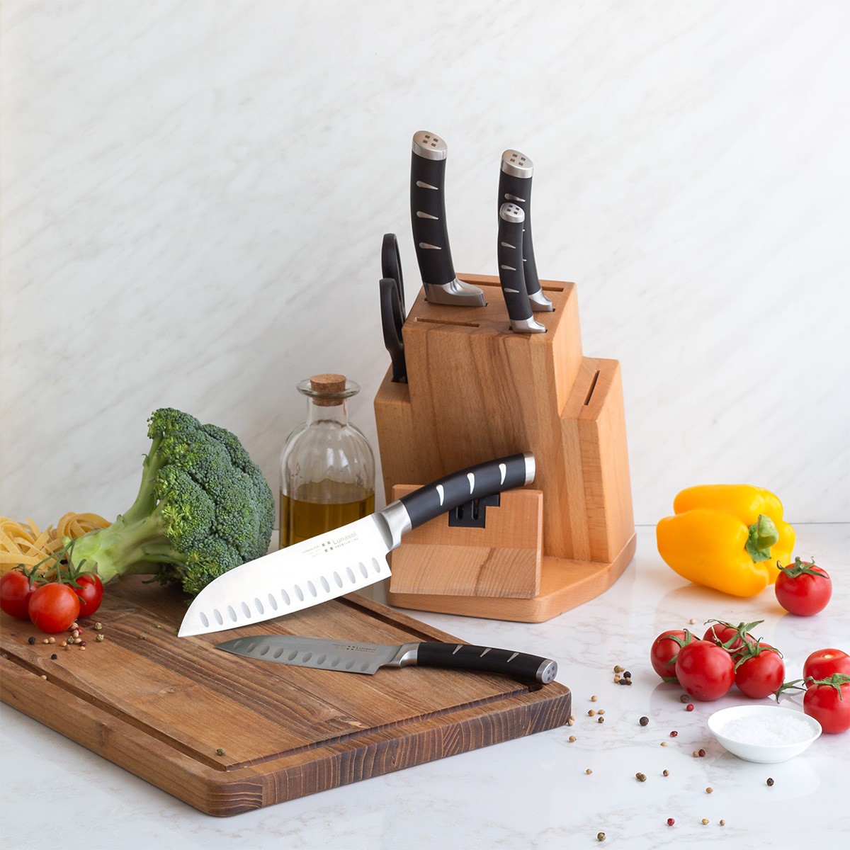 Bloc couteaux avec aiguiseur 7 pièces - Flow Kitchen