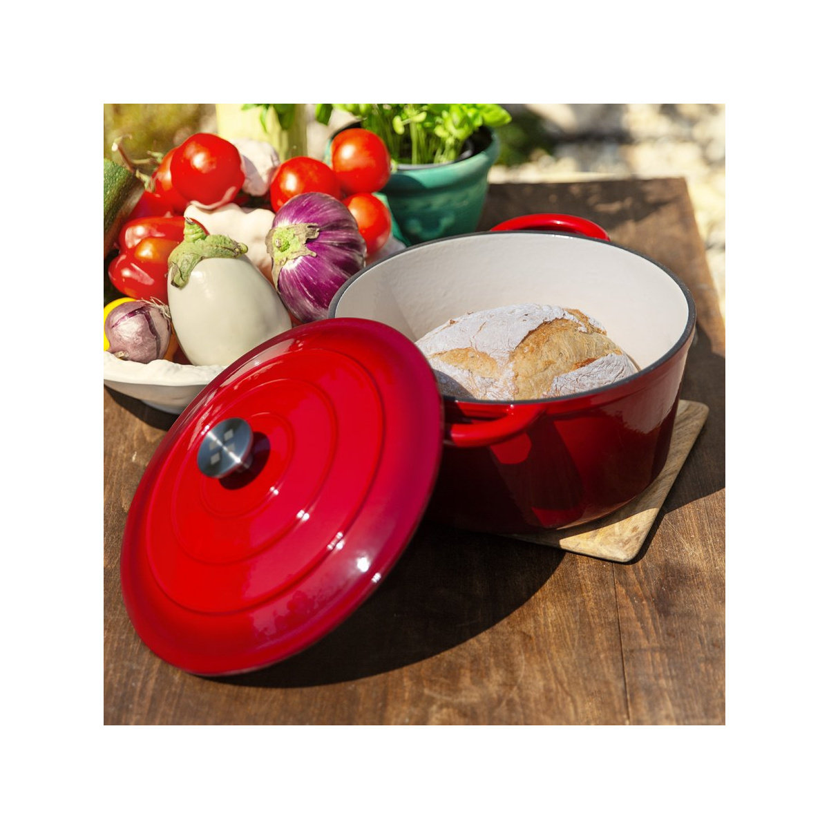 Marmite en fonte émaillée rouge ø 28 cm - Jupiter Lunasol