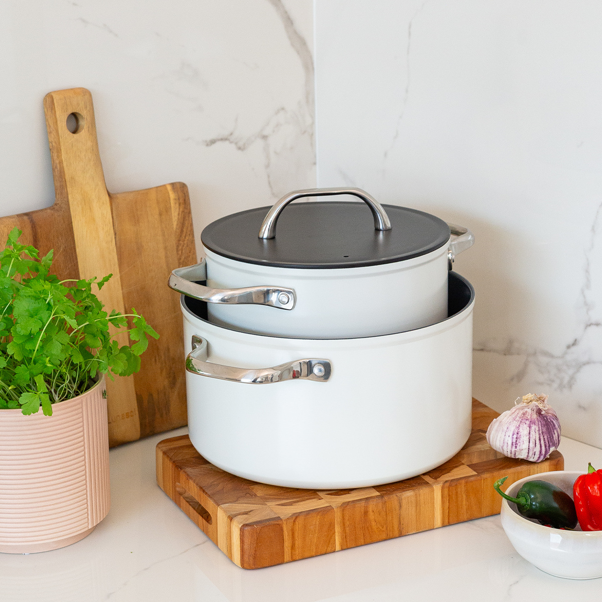 Faitout avec revêtement en titane crème Ø 20 cm - Saturn Terra Lunasol